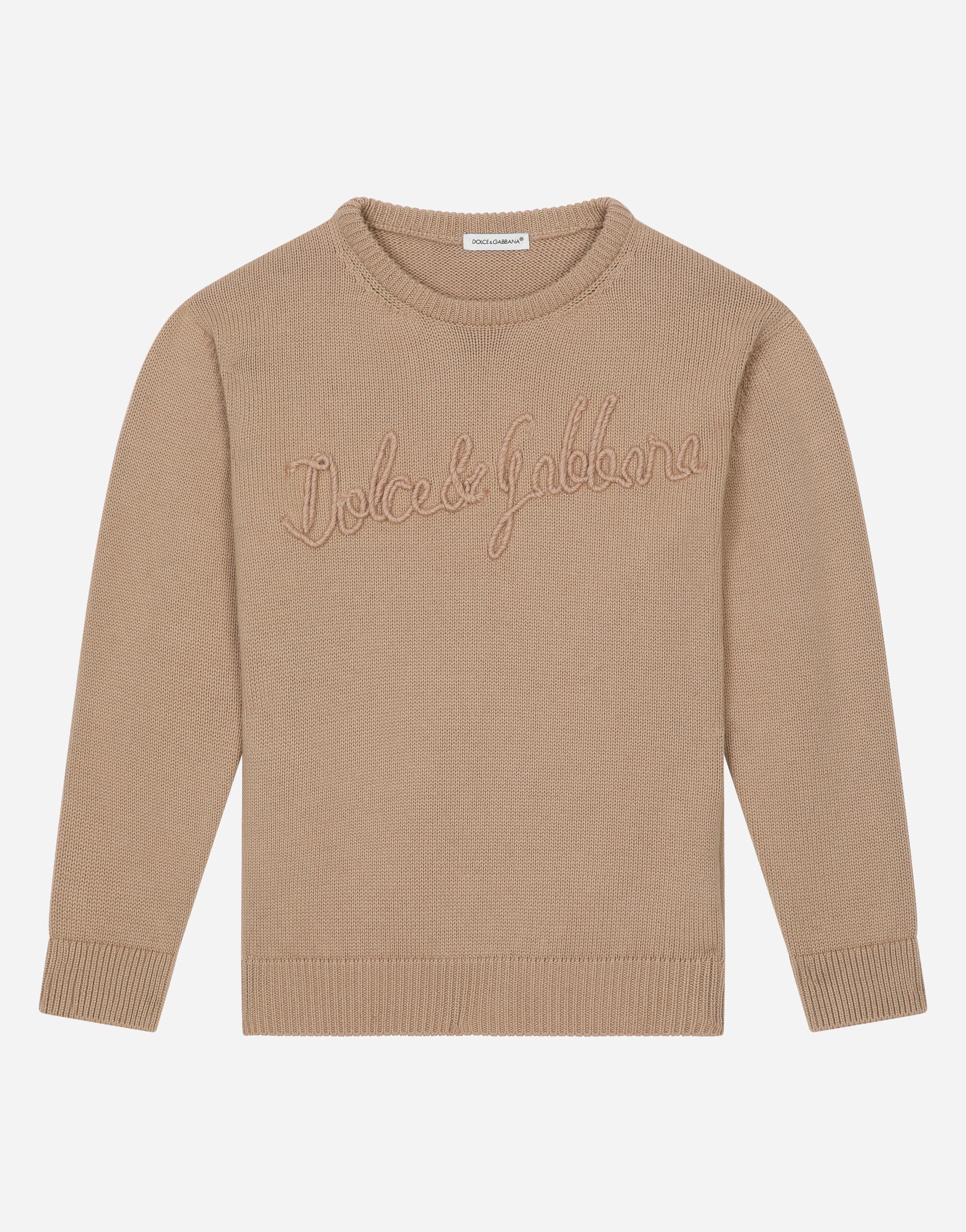 Dolce & Gabbana Pullover aus Baumwolle mit Dolce&Gabbana-Logo Beige L4KWE2JBCE0
