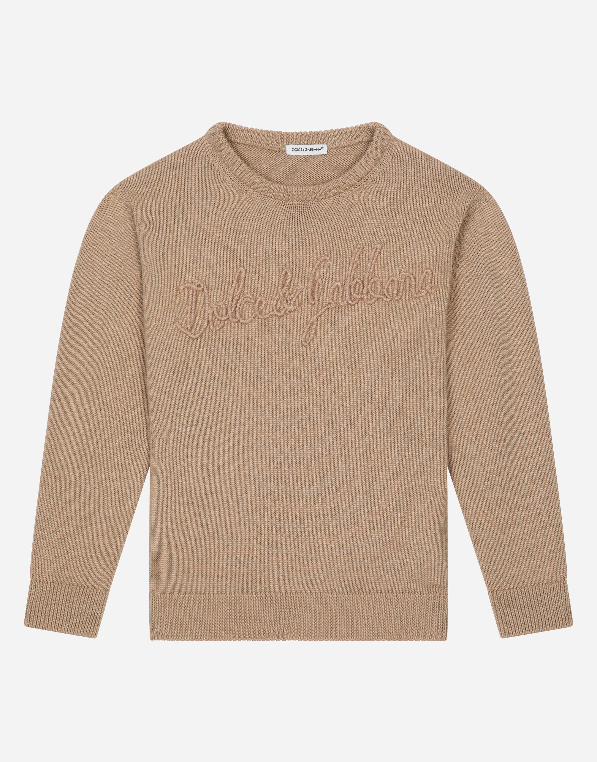 Dolce & Gabbana Cotton pullover with Dolce&Gabbana logo Beige L4KWE2JBCE0