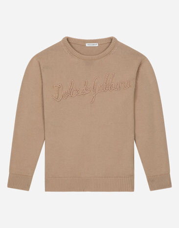 Dolce & Gabbana Pullover aus Baumwolle mit Dolce&Gabbana-Logo Beige L4KWE2JBCE0