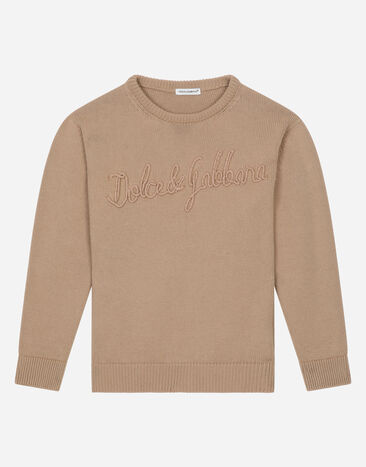 Dolce & Gabbana Pullover aus Baumwolle mit Dolce&Gabbana-Logo Beige L4KWE2JBCE0