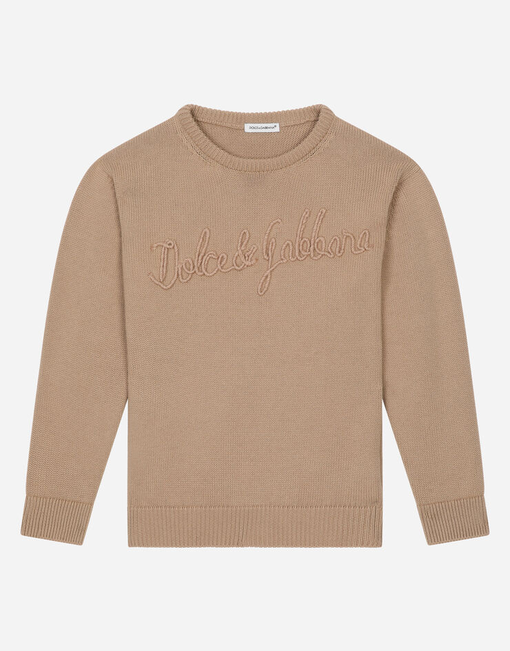 Dolce & Gabbana Pullover in cotone con logo Dolce&Gabbana Beige L4KWE2JBCE0
