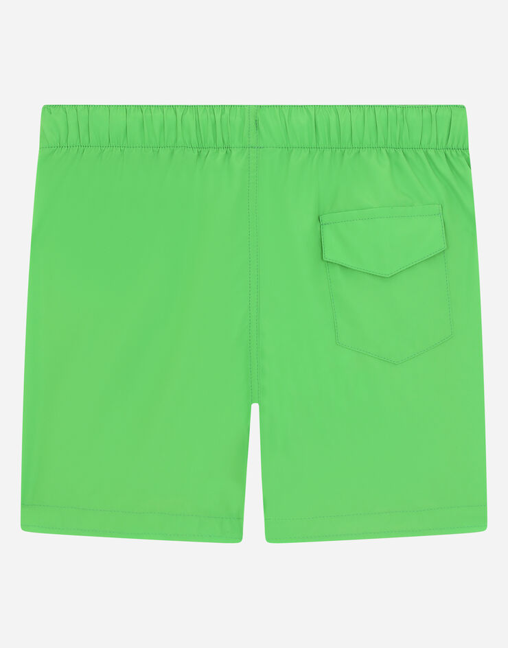 Dolce & Gabbana Nylon swim trunks with DG logo Green L4J818G7B0H