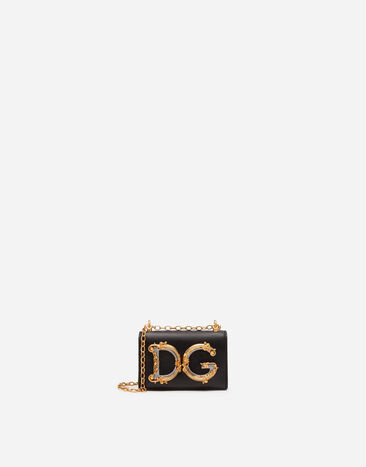 Dolce & Gabbana DG Girls micro bag in plain calfskin Black BI1398AW070