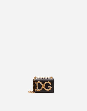 Dolce & Gabbana DG Girls micro bag in plain calfskin Black BI1416AW070