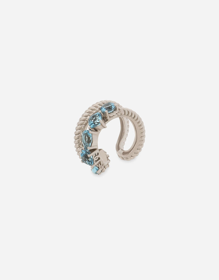 Dolce & Gabbana Mono boucle d’oreille double ear cuff en or blanc 18 ct avec topazes bleu suisse Blanc WSQA7GWTOLB