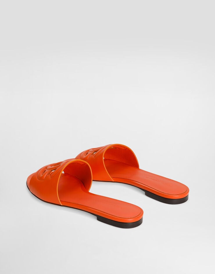 Dolce & Gabbana Mules en cuir de veau à logo DG Orange CQ0436AY329