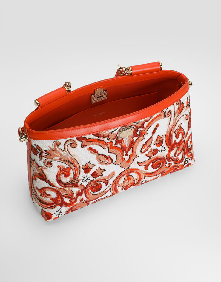 Dolce & Gabbana Medium Vittoria handbag with majolica embroidery Orange BB7896A0623