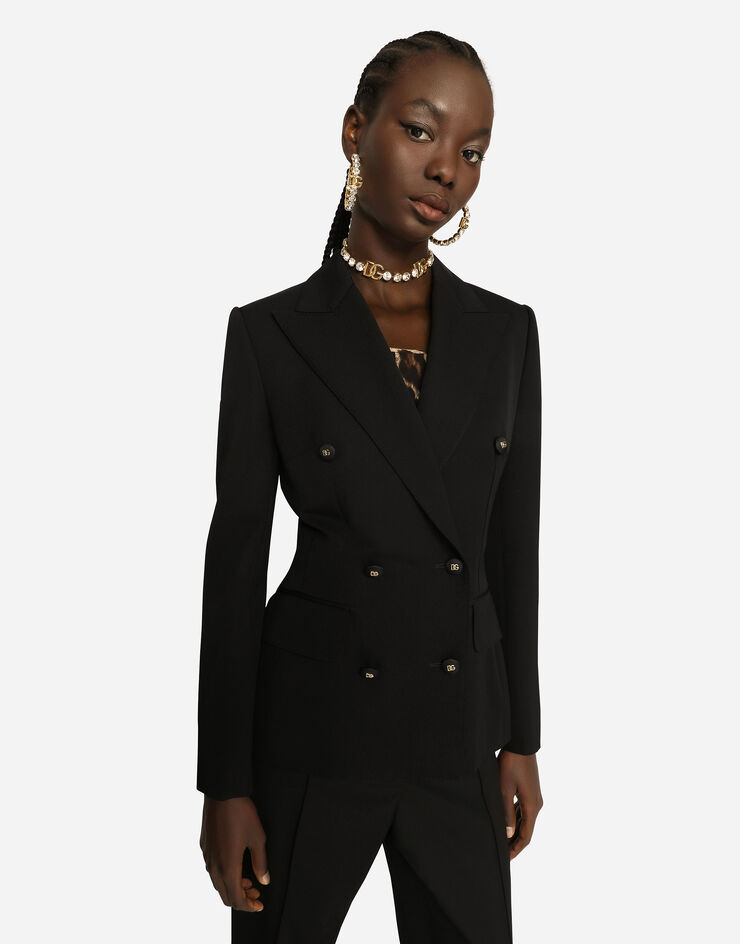 Dolce & Gabbana Chaqueta Dolce en tela de lana de botones con logotipo Negro F26CITFU21E