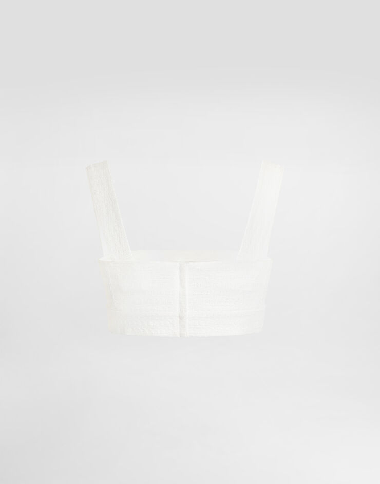 Dolce & Gabbana توب من نسيج حصيري White F7BU6TFU9AU