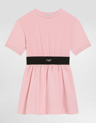 Dolce & Gabbana Jersey minidress with logo tag Pink L5JD8OG7M4U