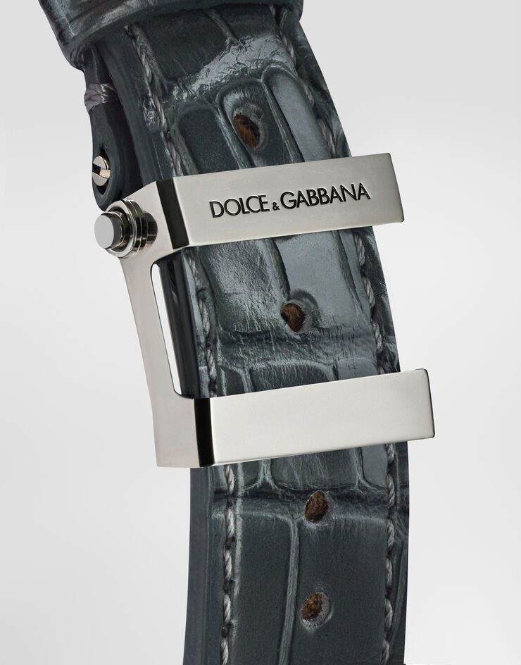 Dolce & Gabbana ساعة DG7 من الفولاذ بزخرفة جانبية محفورة من الذهب رمادي WWEE1MWWS12