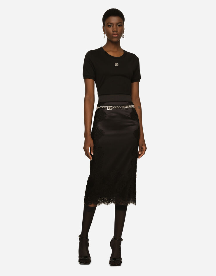 Dolce & Gabbana Satin midi skirt Black F4BHCTGDBUR