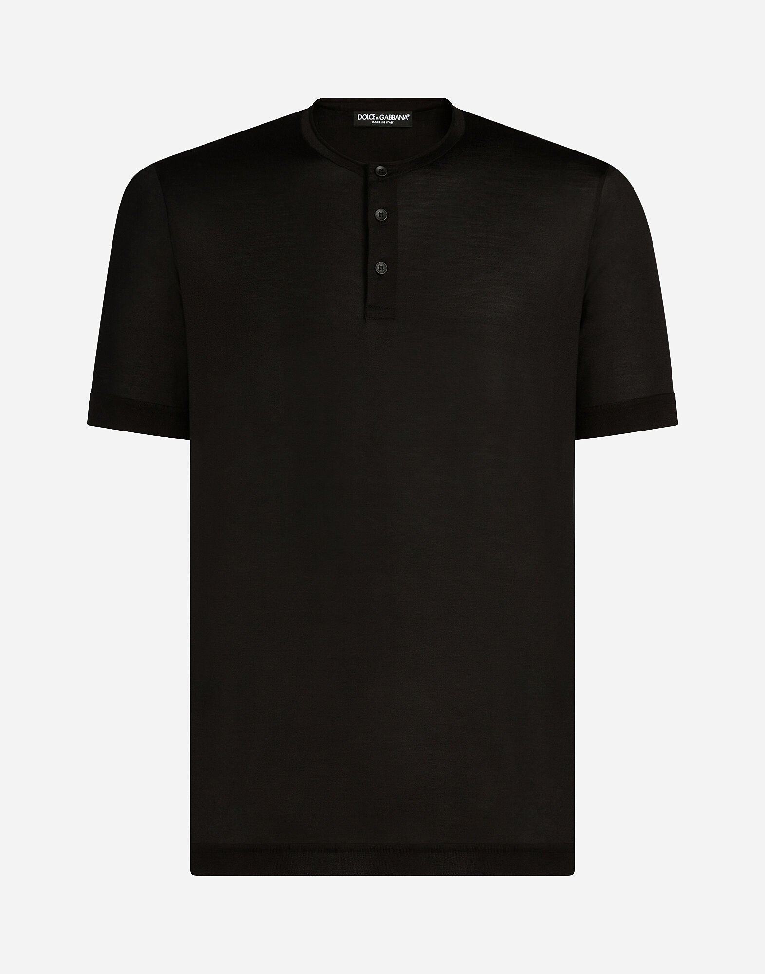 【Dolce & Gabbana】シルク ヘンリー Tシャツ ヘンリーネックTシャツ シルク - メンズ | ドルチェ＆ガッバーナ