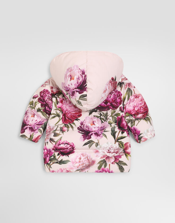 Dolce & Gabbana Puffer jacket in peony-print nylon Multicolor L2JBS6G7QYY