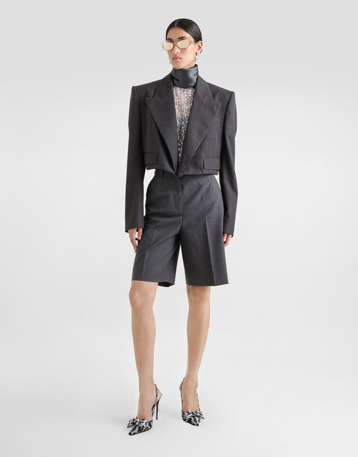 Dolce & Gabbana Tulle turtle-neck top with sequin embellishment Silver F7AL2TFLSKB