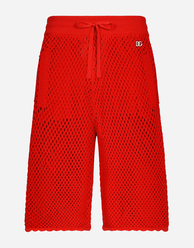 Meshlook cotton knit jogging shorts in Red for for Men Dolce&Gabbana®