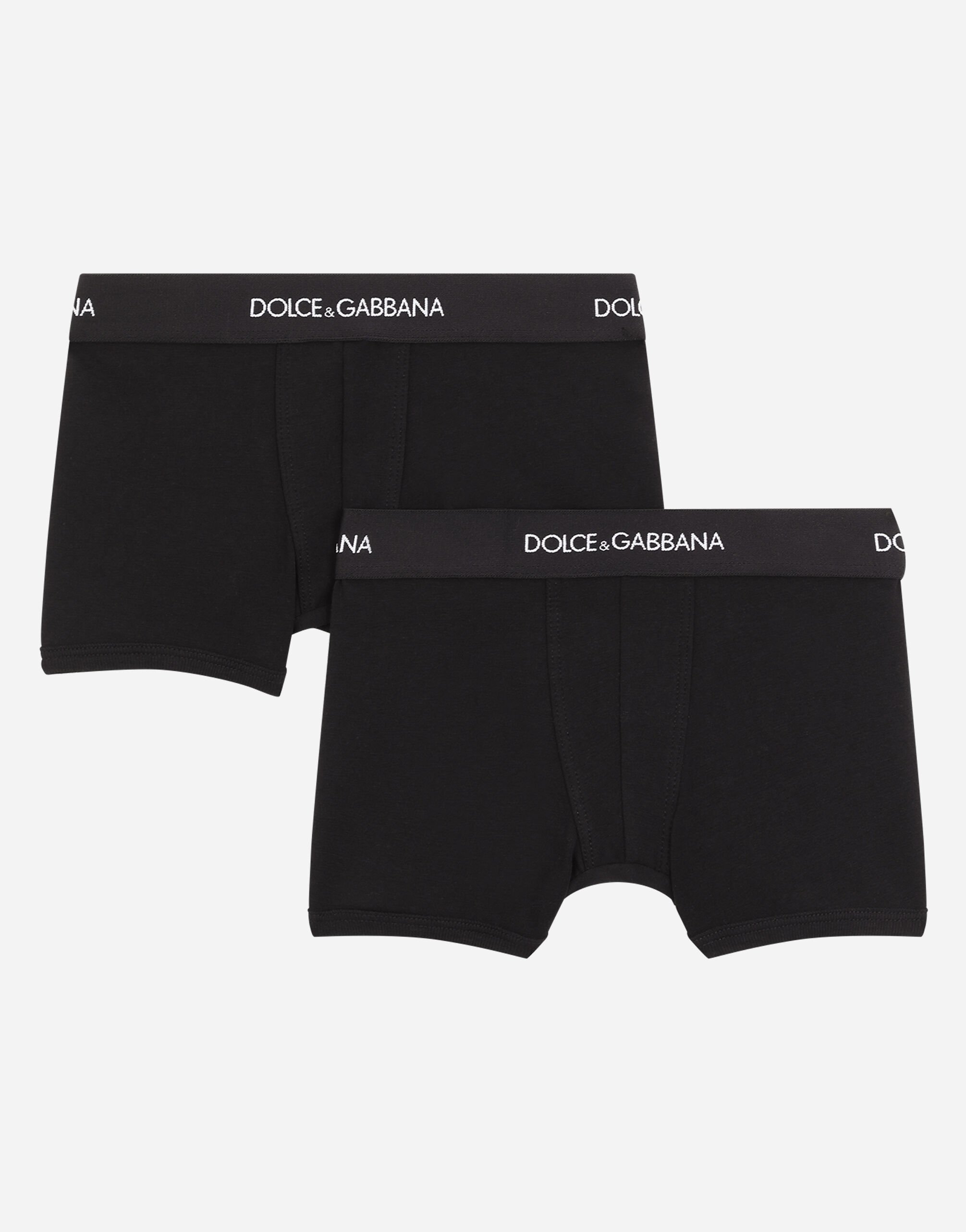 Dolce & Gabbana 徽标弹力饰带平角裤（两件入） 黑 L4J702G7OCU