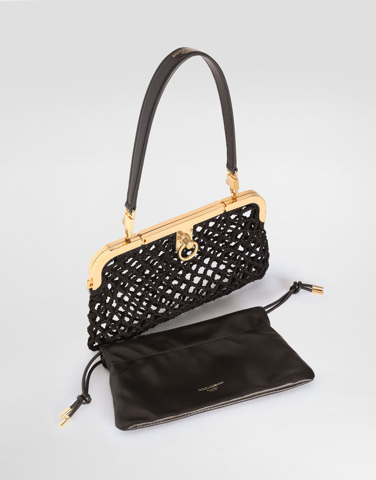 Dolce & Gabbana Amanda handbag in mesh and palmellato calfskin Dolce & Gabbana Amanda handbag in mesh and palmellato calfskin Black BB7920A0699