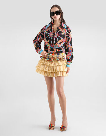 Dolce & Gabbana Raffia miniskirt with applications Dolce & Gabbana Raffia miniskirt with applications Yellow F4DETZGDD0D