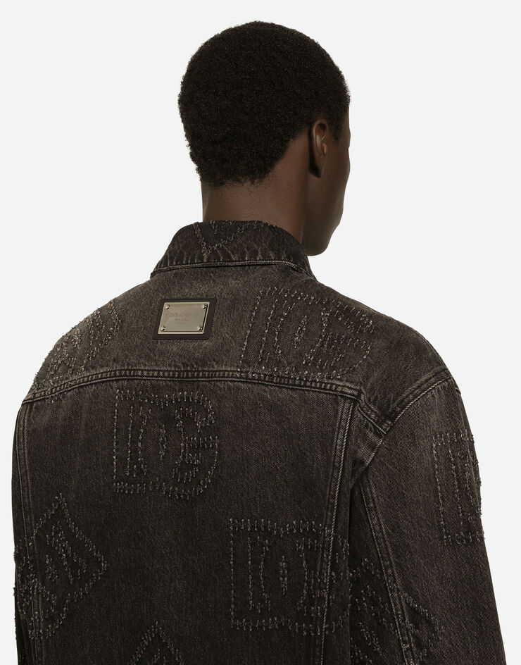 Dolce & Gabbana Denim jacket with laser-etched DG logo Grey G9NL5DG8HF4