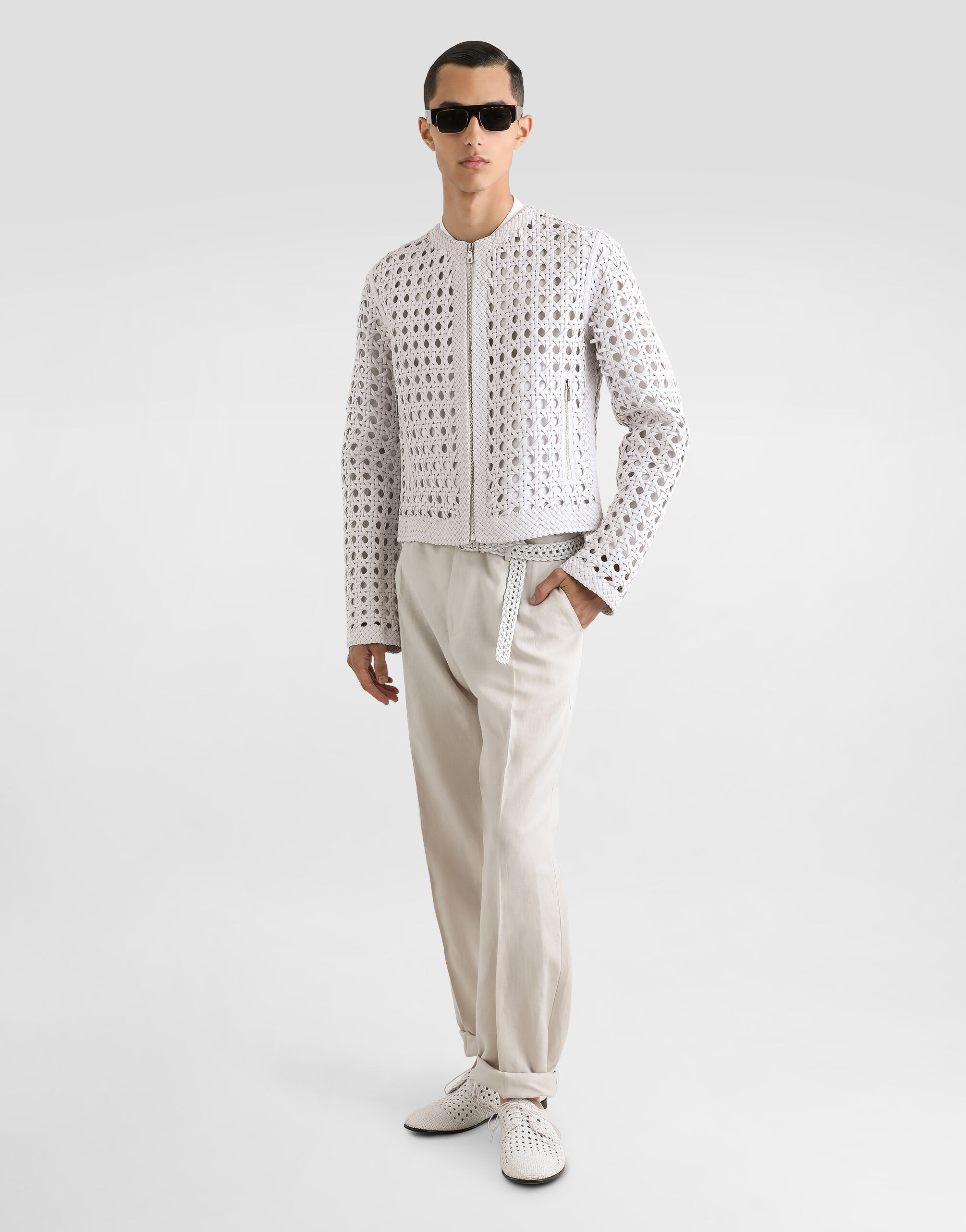Woven nappa leather jacket in White for Men | Dolce&Gabbana® US