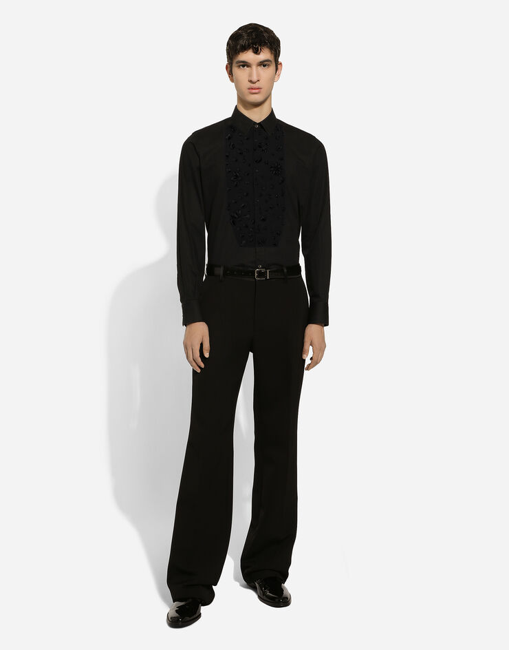 Dolce & Gabbana Straight-leg wool tuxedo pants Black GVRZHTFU21E