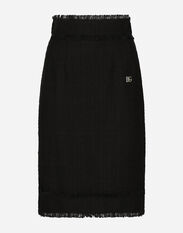 Dolce & Gabbana Tweed midi skirt with DG logo Print F4CFETHS5NO