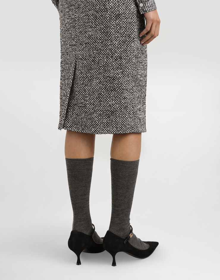 Dolce & Gabbana Dotted wool blend sheath skirt Multicolor F4CJGTFMZAJ