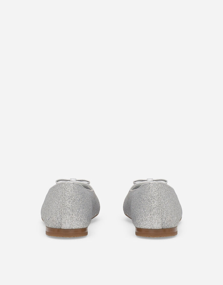 Dolce & Gabbana Ballerines en tissu pailleté avec nœud et logo DG Argent D11300AA745