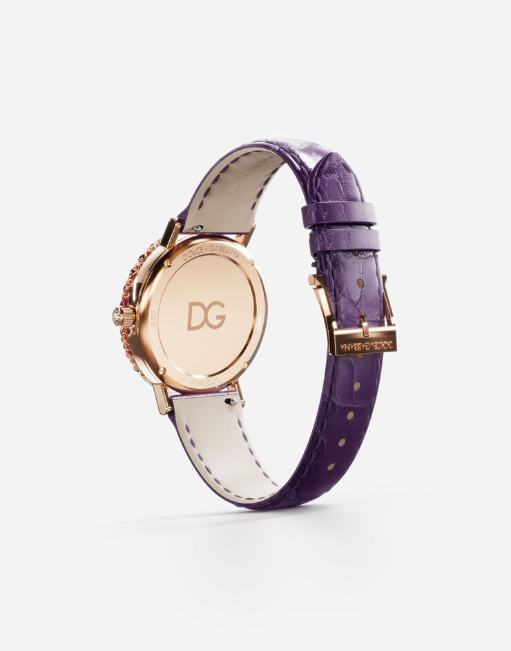 Dolce & Gabbana Iris watch in rose gold with multi-colored fine gems Purple WWLB2GXA1XA