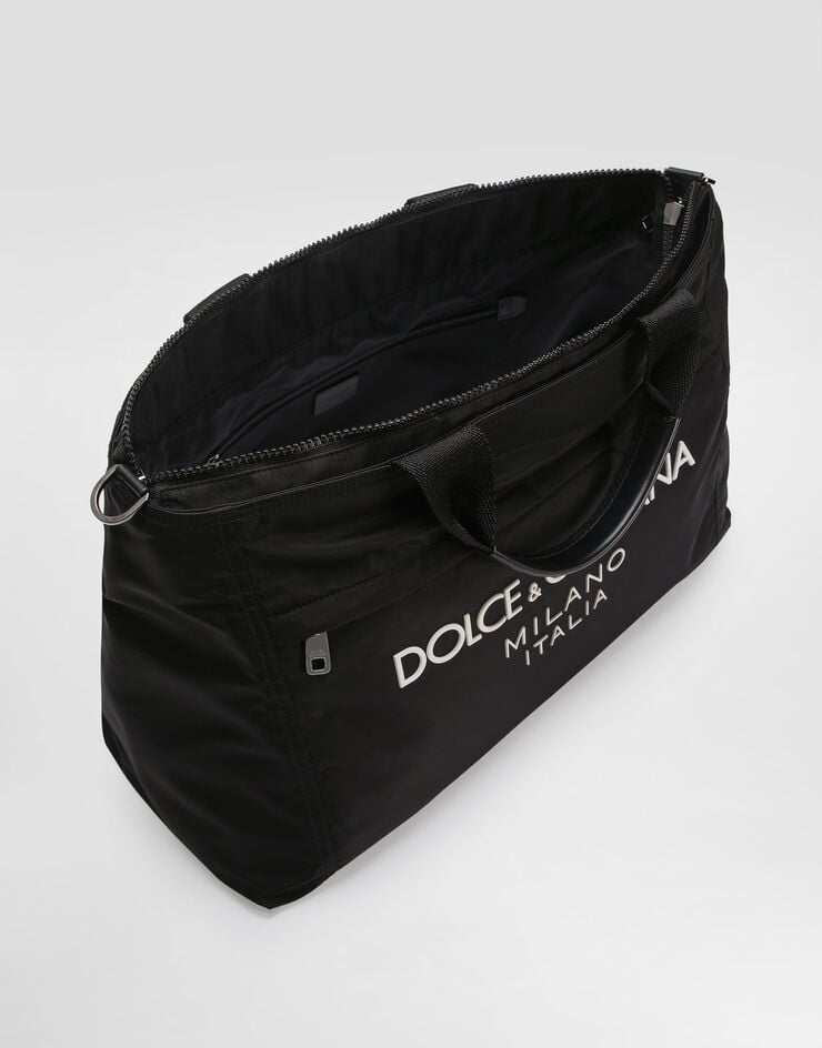 Dolce & Gabbana Nylon holdall with rubberized logo Black BM2125AG182