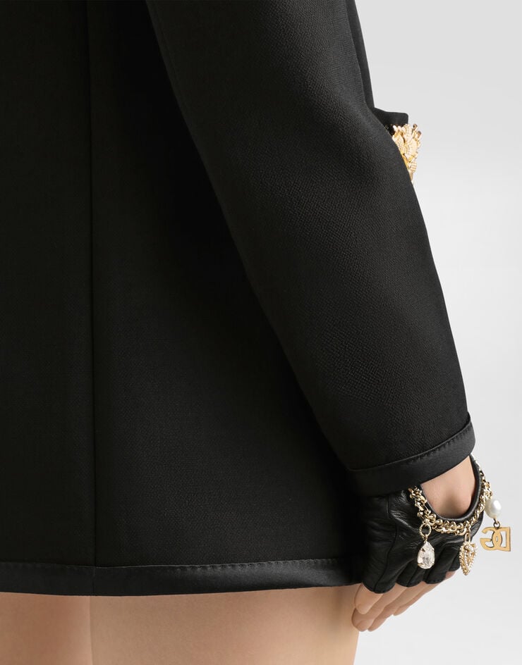 Dolce & Gabbana Einreihige Jacke aus Doppelkrepp Dolce & Gabbana Einreihige Jacke aus Doppelkrepp Schwarz F27EEZFU2L8