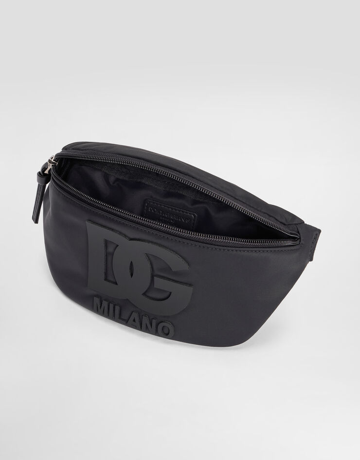 Dolce & Gabbana Nylon waist bag with DG rubber patch Dolce & Gabbana Nylon waist bag with DG rubber patch Black EM0072A0567