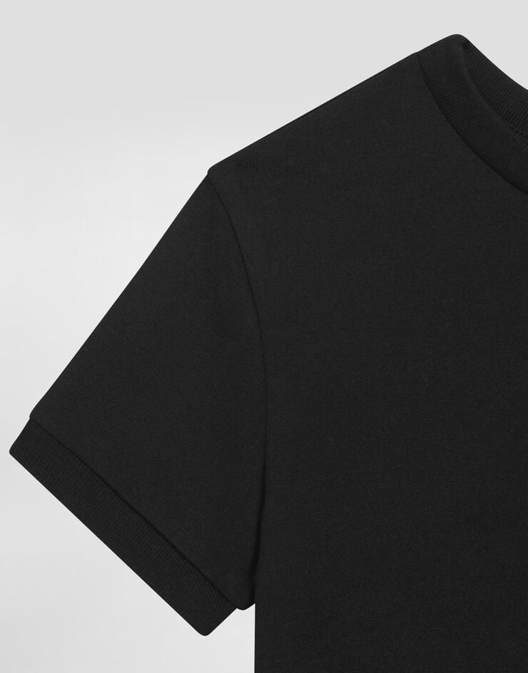 Dolce & Gabbana Jersey t-shirt with rhinestones DG logo Black L5JTNJG7O3N