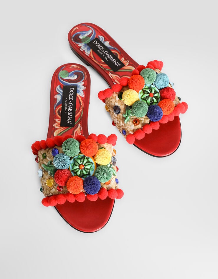 Dolce & Gabbana Sandalia en rafia con bordados Dolce & Gabbana Sandalia en rafia con bordados Multicolor CQ0704A0461