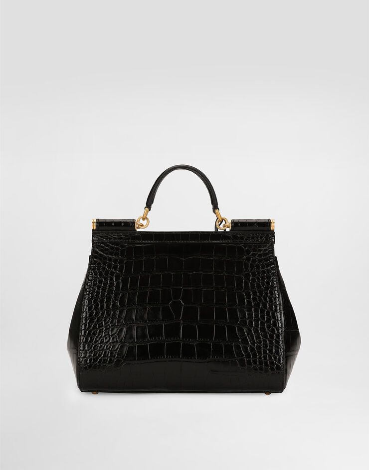 Dolce & Gabbana Bolso de mano Sicily grande de caimán Negro BB6002B2EM0