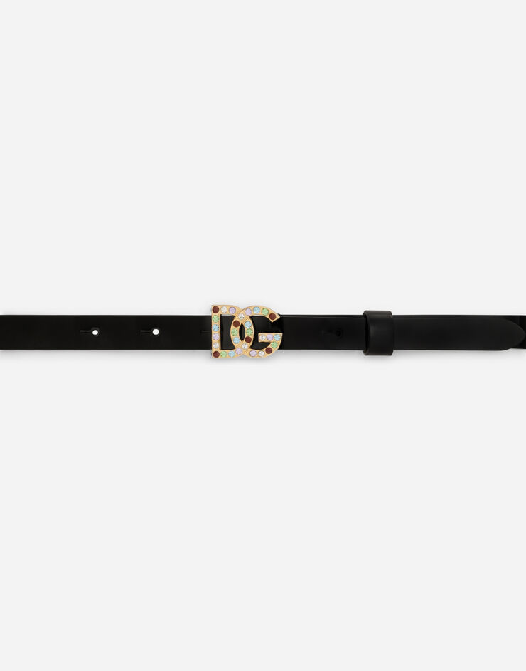 Dolce & Gabbana Ремень из лакированной кожи с разноцветными кристаллами черный EE0063A1471