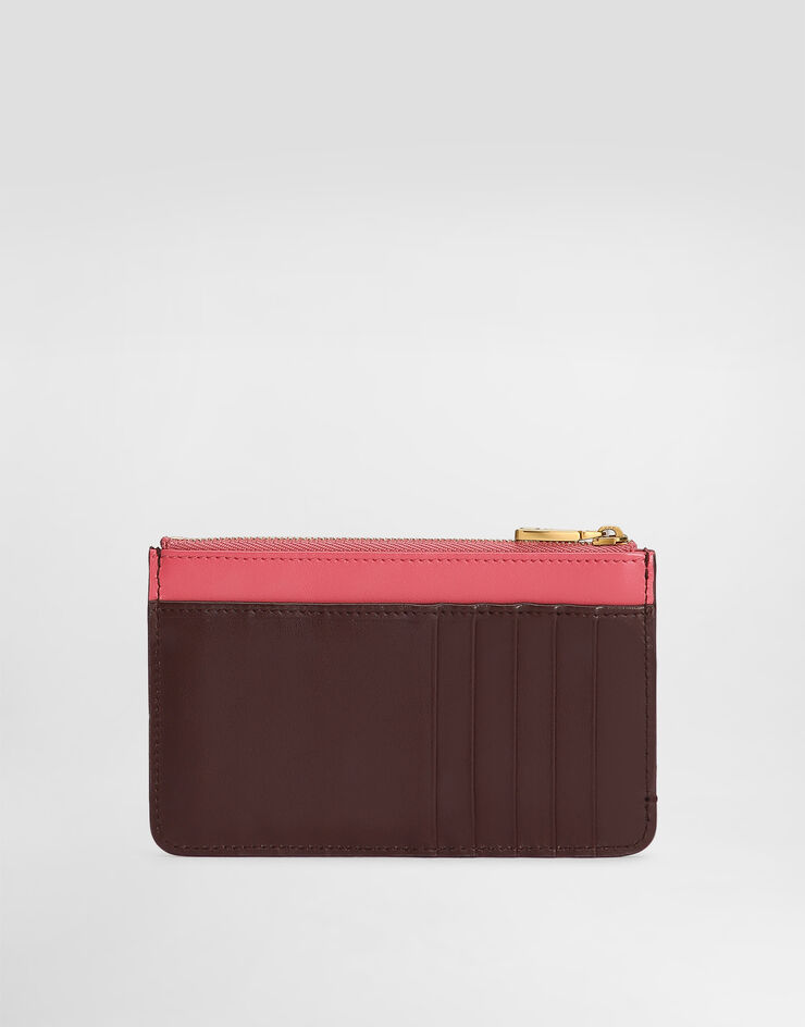Dolce & Gabbana Tarjetero en piel de becerro con logotipo DG Burdeos BI1261A9M75