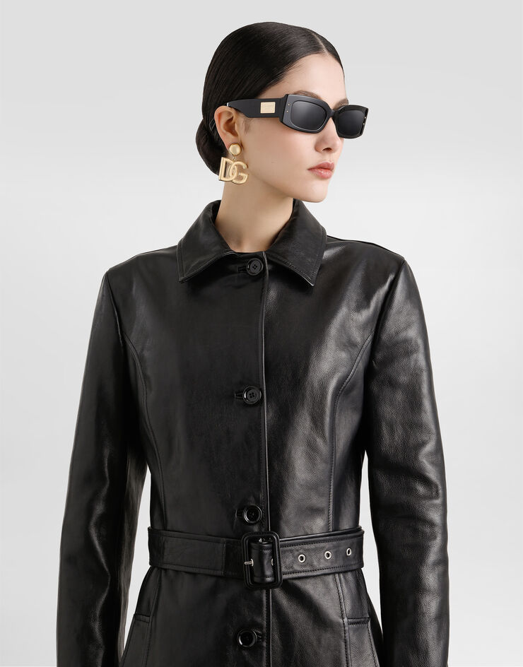 Dolce & Gabbana Single-breasted calf leather coat Black F0W4BLHULXX