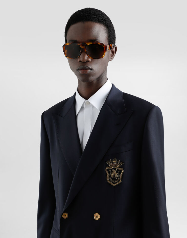Dolce & Gabbana ウール ダブルブレストジャケット ブルー G2TJ8ZFUBFA