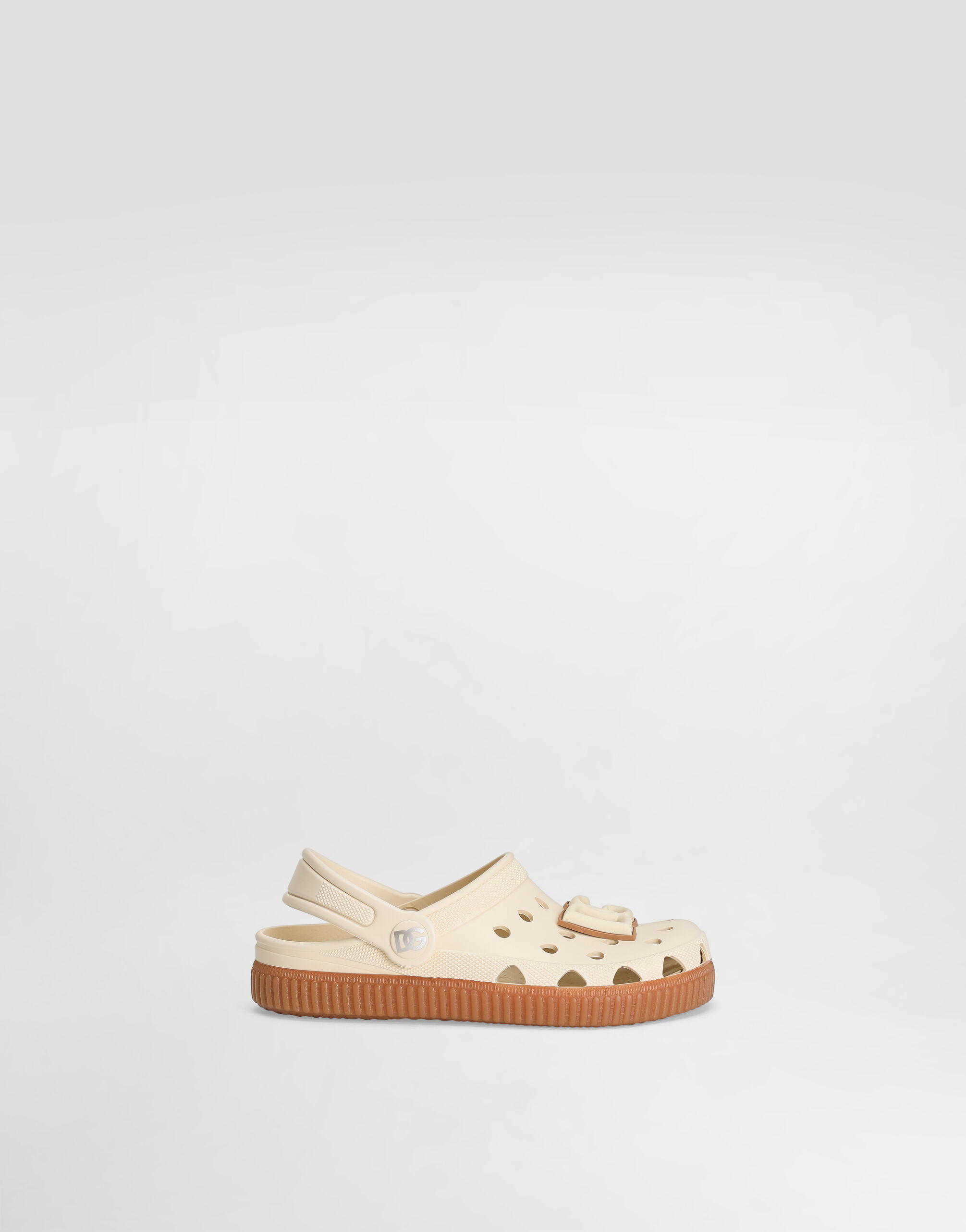 Rubber slip-ons with DG logo in Beige for Boys | Dolce&Gabbana®