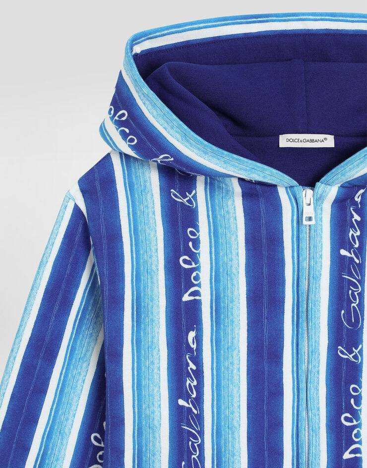 Dolce & Gabbana Hoodie with striped print Blue L4JWLCHS7PT