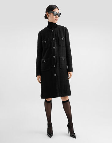 Dolce & Gabbana معطف تويد راشيل بصف أزرار مفرد أسود F0W2KZFMTAC