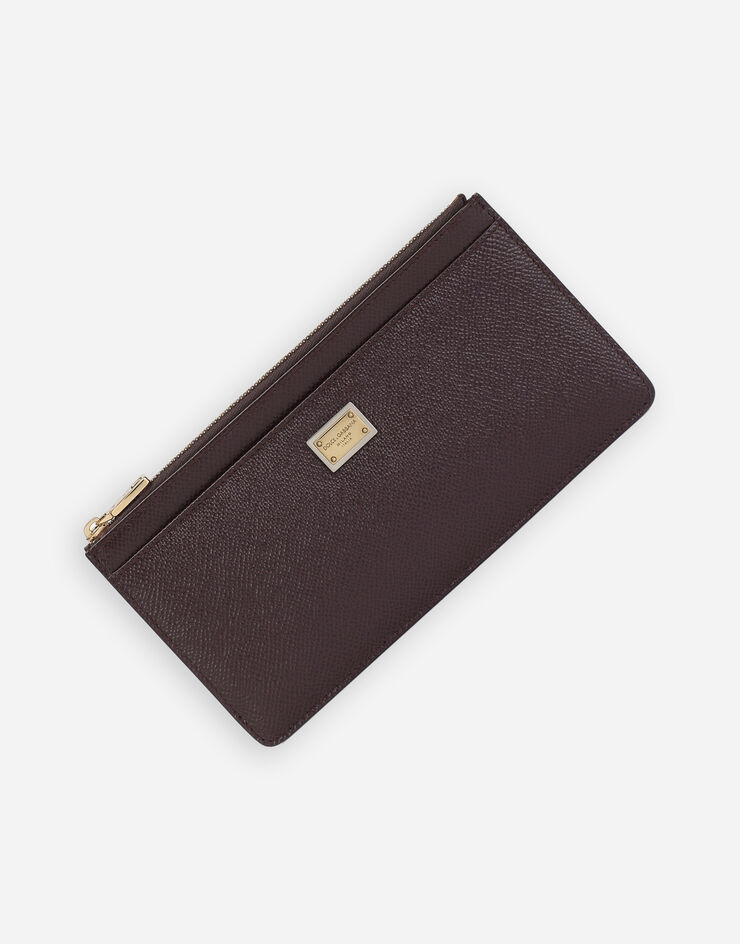 Dolce & Gabbana Porte-cartes grand format en cuir de veau avec plaquette à logo Violet BI1265A1001