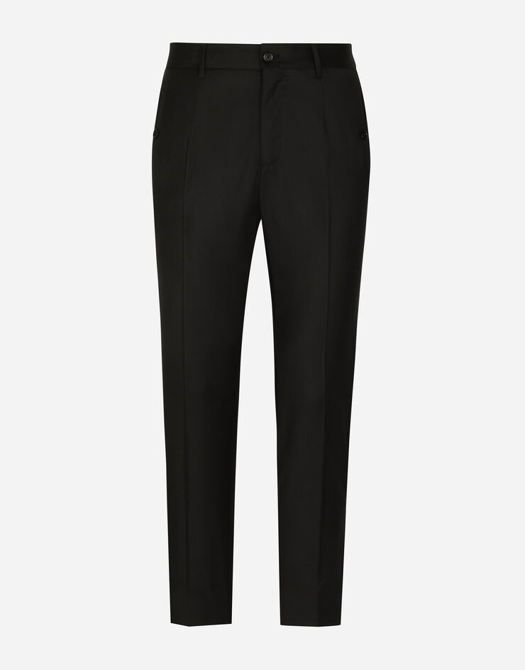 Dolce & Gabbana Stretch wool pants with side bands Black GVRHETFUBFA