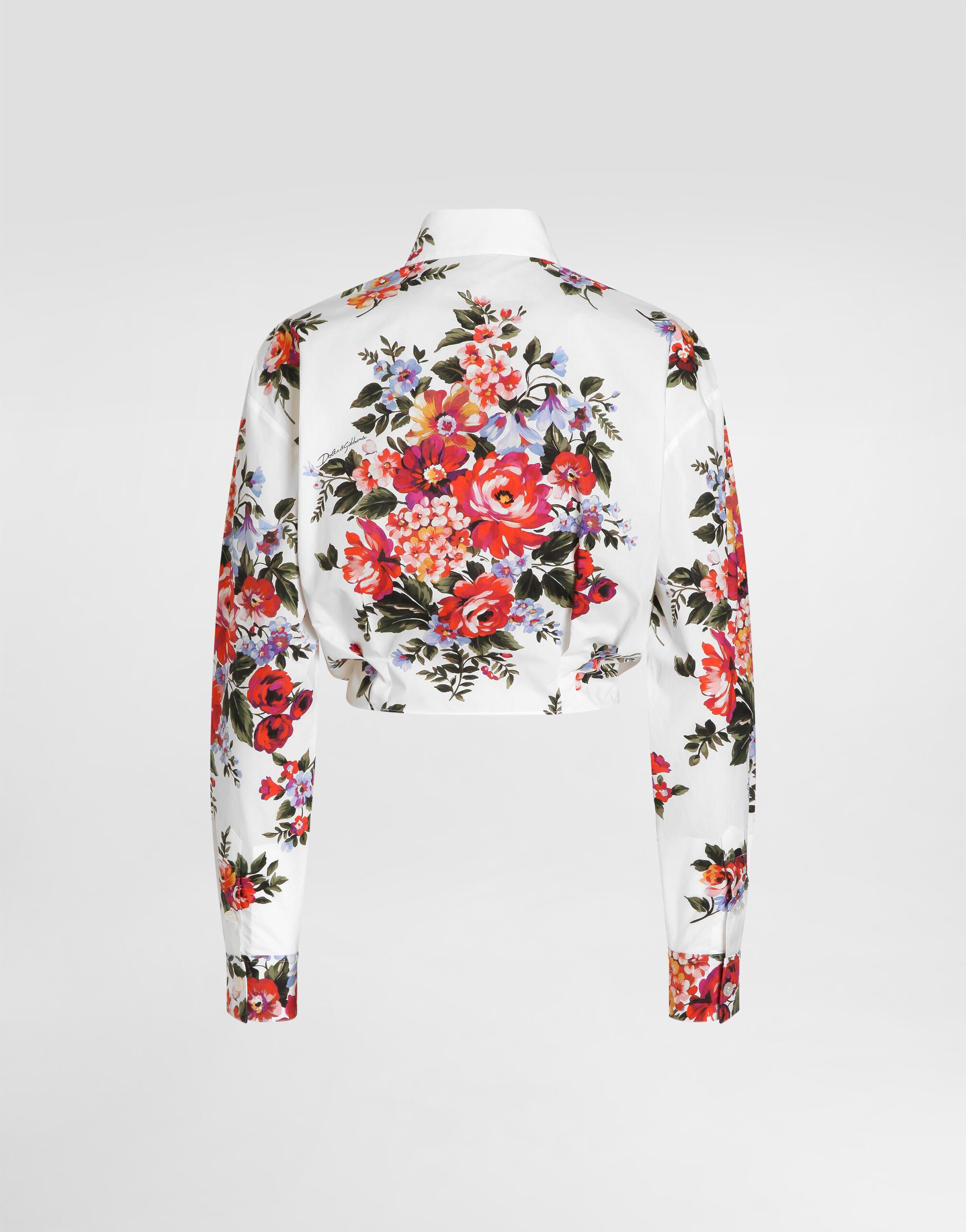 DOLCE&GABBANA カットソー トップス シルク 豪華 薔薇柄 36 Peony and rose-print charmeuse shirt in Print for Women