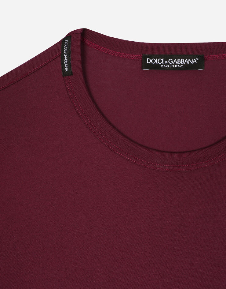 Dolce & Gabbana T-shirt cotone con ricamo Bordeaux G8PV1ZG7WUQ