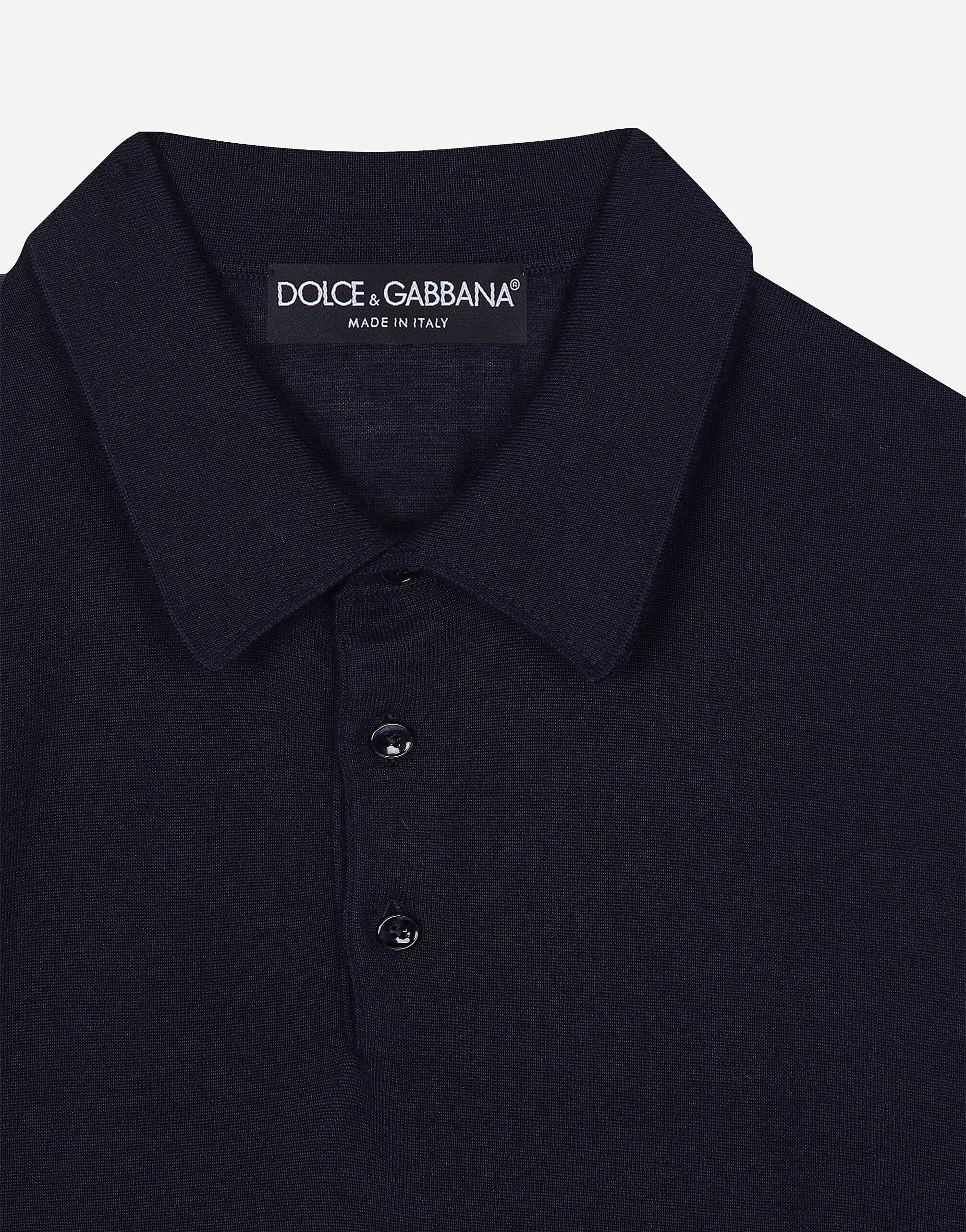 Blueのメンズ カシミア&シルク ポロシャツ | Dolce&Gabbana®