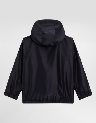 Dolce & Gabbana Jacke aus technischem Gewebe mit Logoplakette Blau L42B85FUS0L