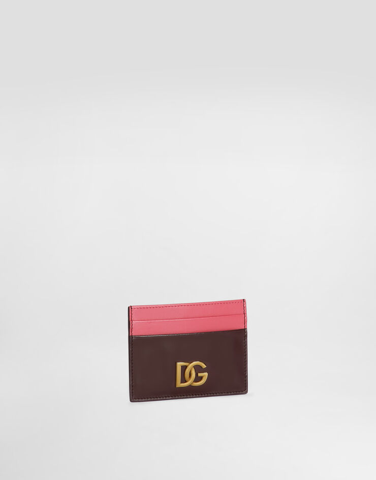Dolce & Gabbana Tarjetero en piel de becerro con logotipo DG Burdeos BI0330A9M75